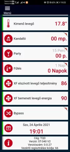 Beépített szellőztető, légtechnika internet modul SE szellőztető készülékhez