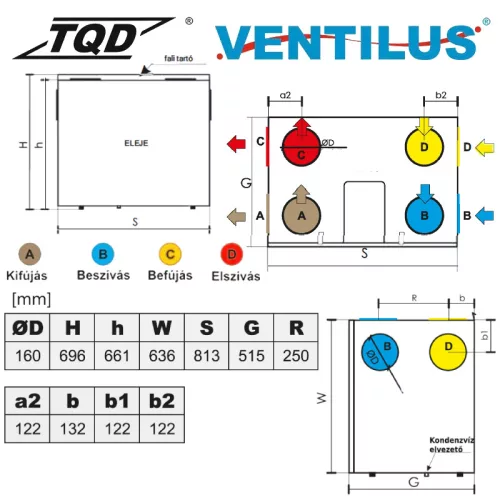 TQD Ventilus 450 SE fali szellőztető gép (390)