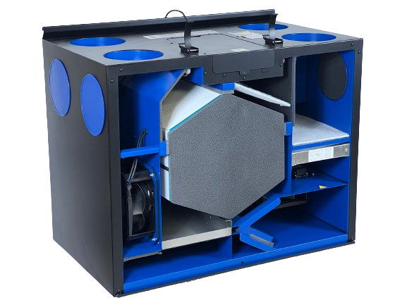 TQD Ventilus 450 belső felépítése és hőcserélője